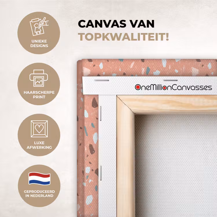 Canvas schilderij - Terrazzo -  Patroon - Kleurrijk - Roze - Blauw — 1