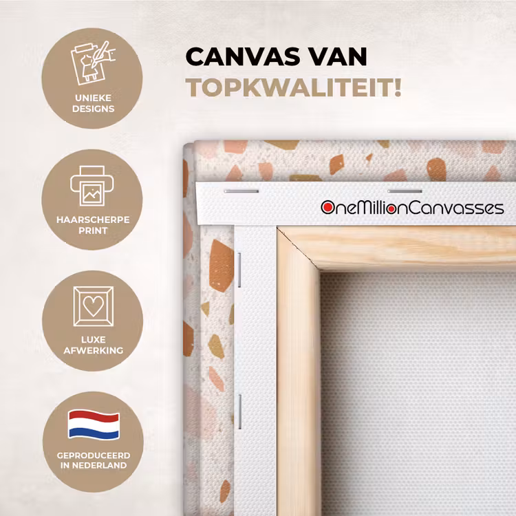 Canvas schilderij - Terrazzo - Patroon - Kleurrijk - Zalm — 1