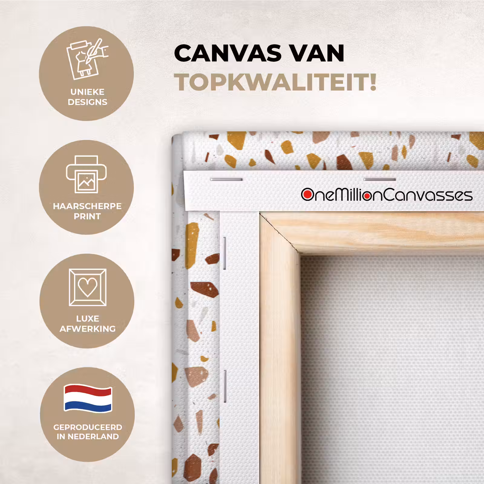 Canvas schilderij - Terrazzo - Patroon - Wit - Urban — 1