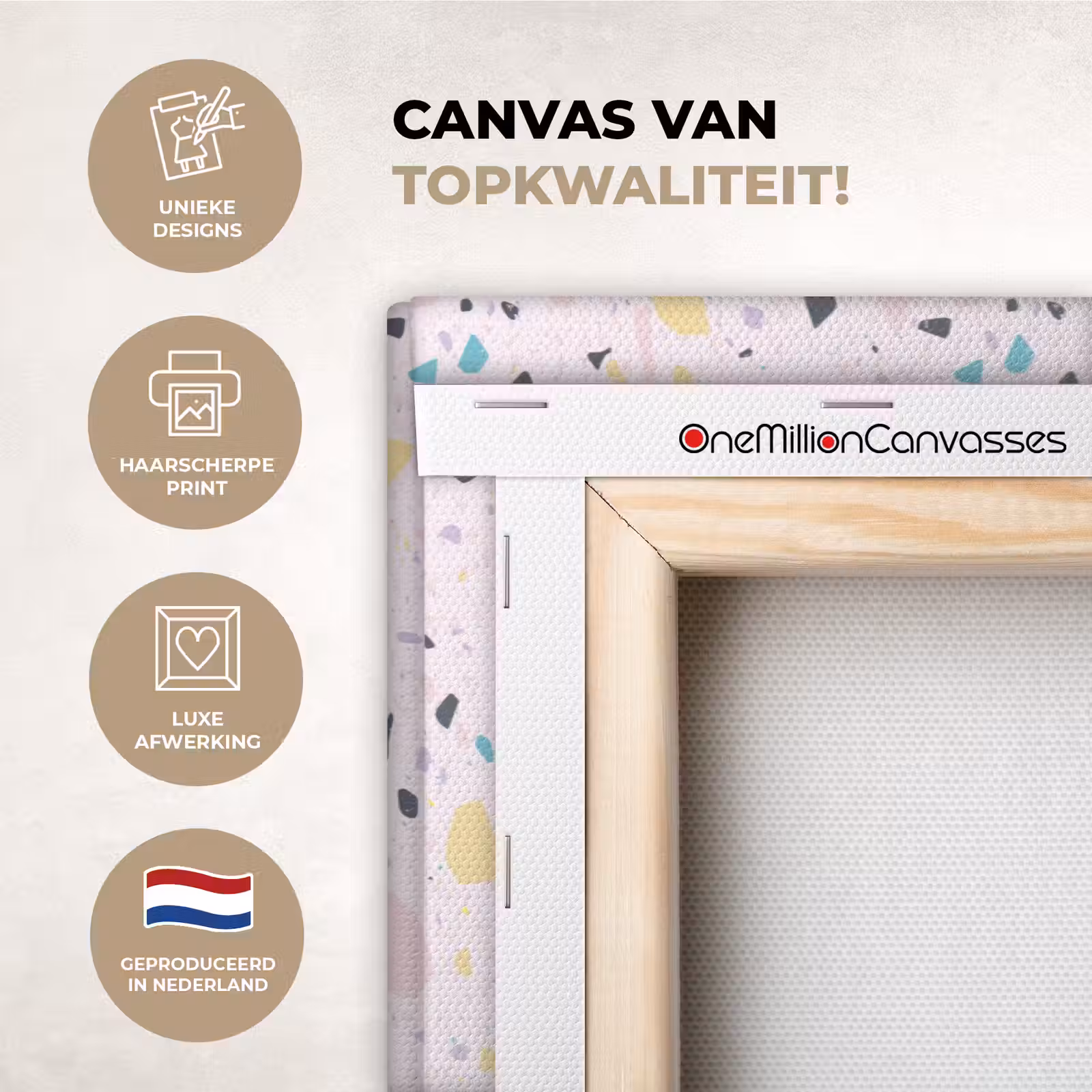 Canvas schilderij - Terrazzo - Patroon - Zacht - Snoep — 1