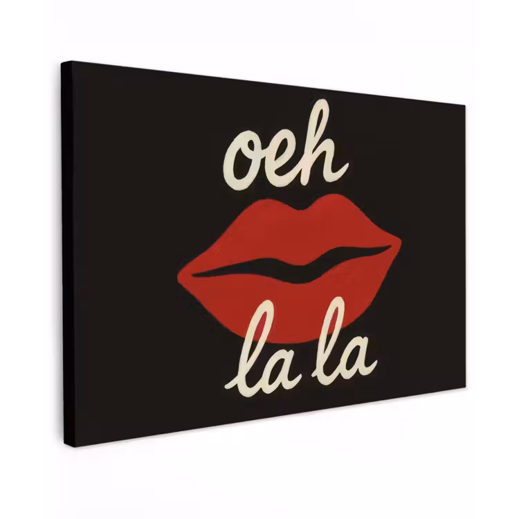 Canvas schilderij - Lip - Rood - Quote — 1