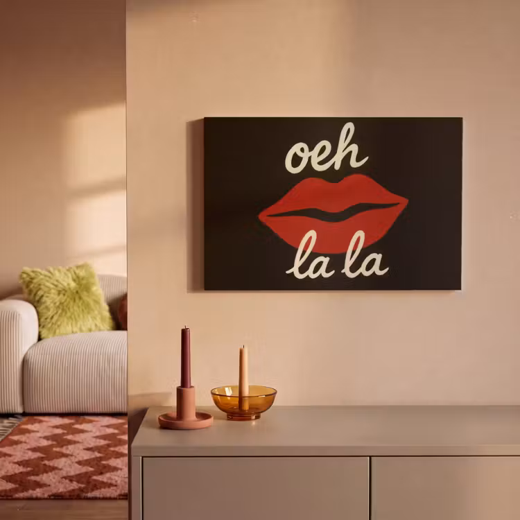 Canvas schilderij - Lip - Rood - Quote — 2