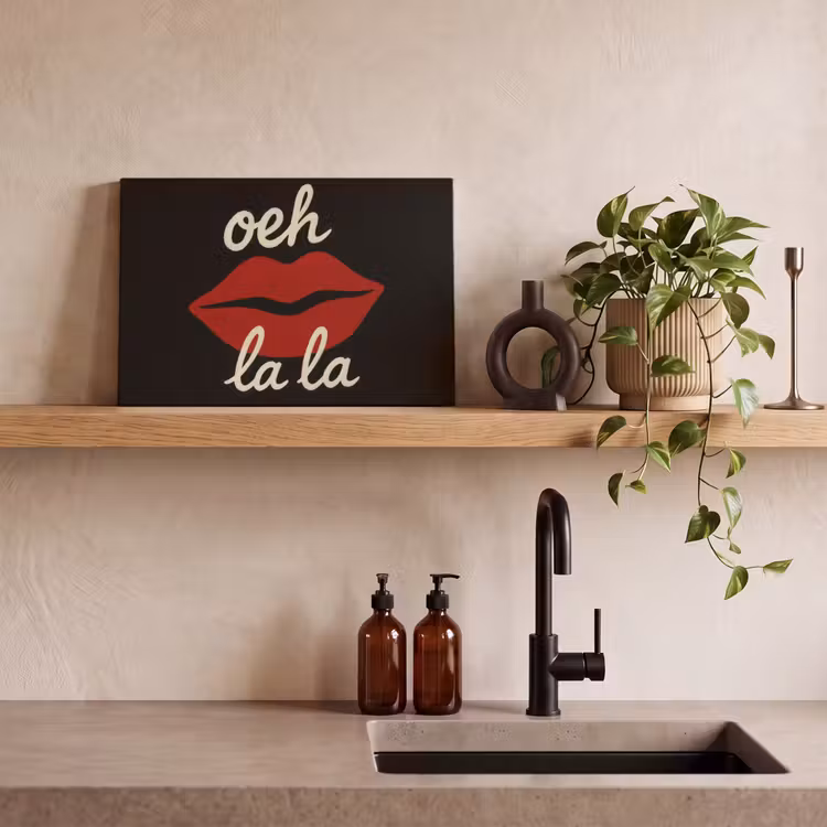 Canvas schilderij - Lip - Rood - Quote — 3