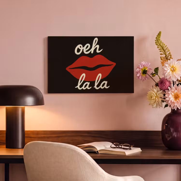 Canvas schilderij - Lip - Rood - Quote — 4