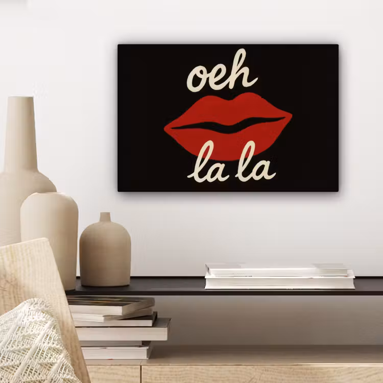 Canvas schilderij - Lip - Rood - Quote — 5