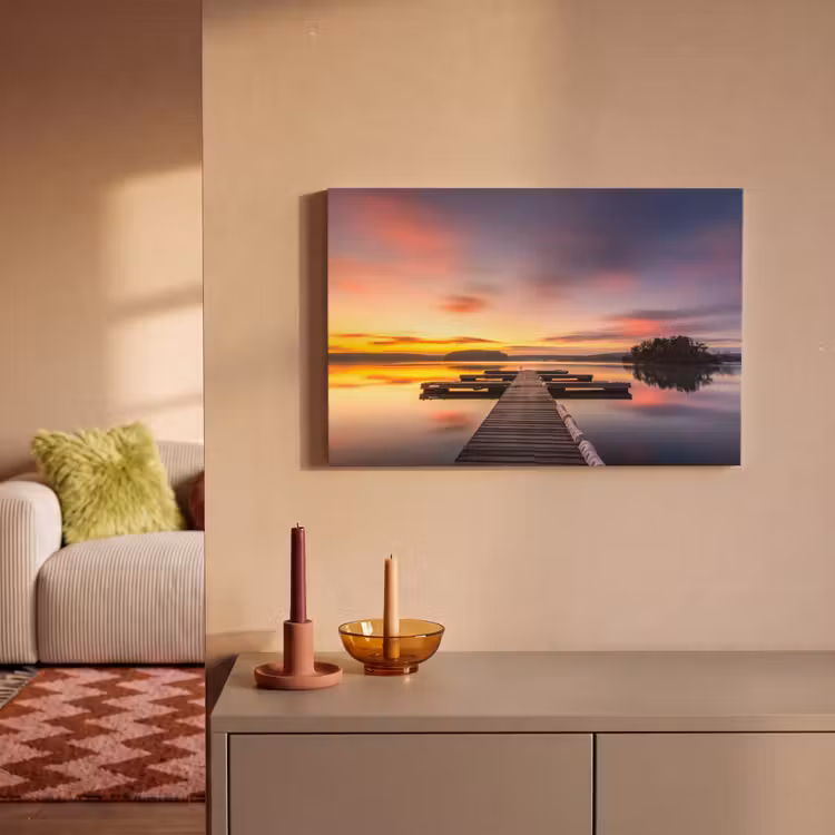 Canvas schilderij - Steiger - Zonsondergang - Water - Zee - Reflectie — 2