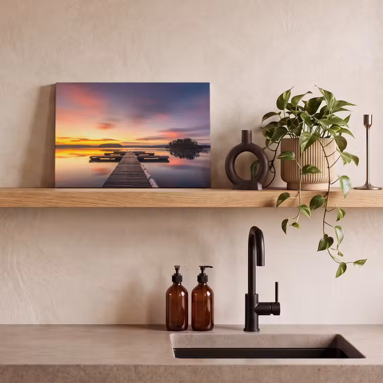 Canvas schilderij - Steiger - Zonsondergang - Water - Zee - Reflectie — 3