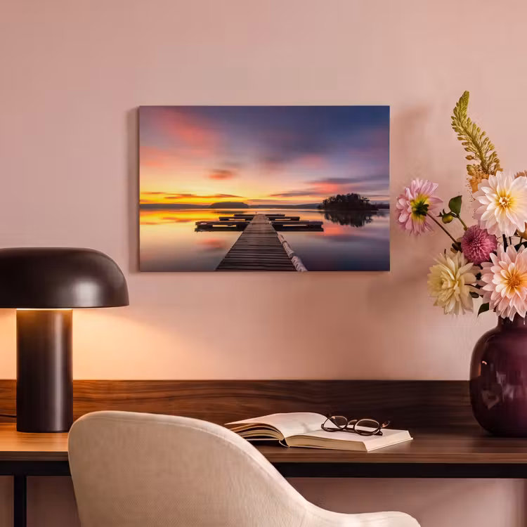 Canvas schilderij - Steiger - Zonsondergang - Water - Zee - Reflectie — 4