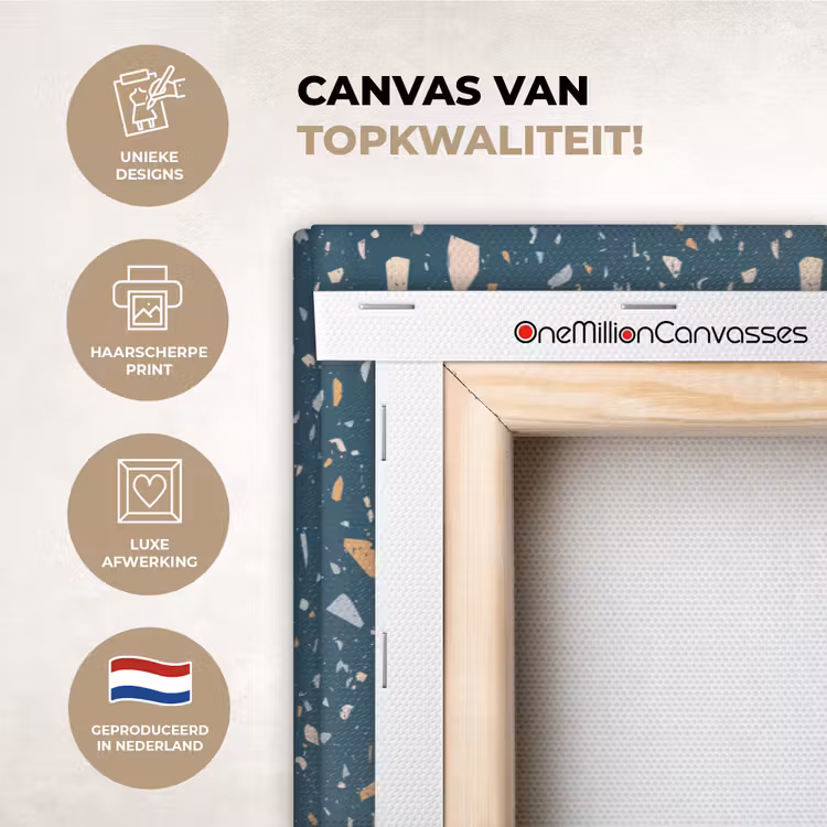 Canvas schilderij - Terrazzo - Patroon - Kleurrijk - Diep blauw — 1