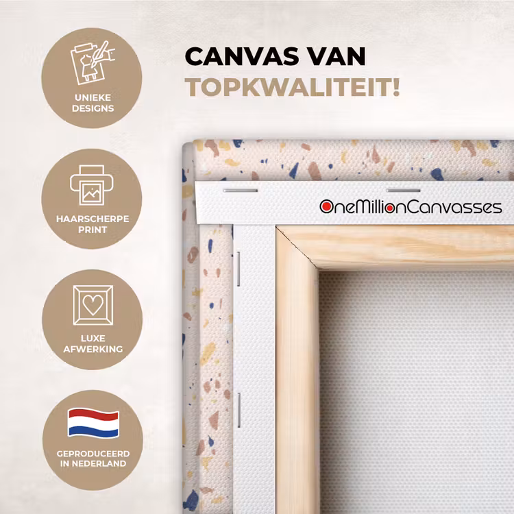 Canvas schilderij - Terrazzo - Patroon - Kleurrijk - Indigo — 1