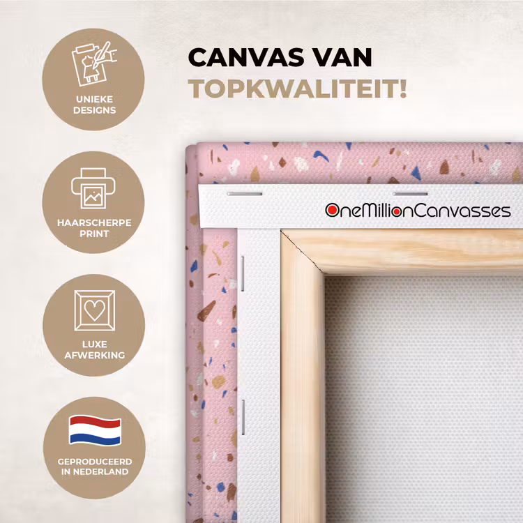 Canvas schilderij - Terrazzo - Patroon - Kleurrijk - Roze — 1