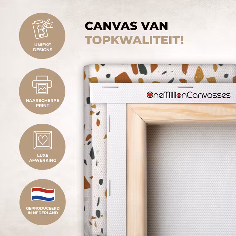 Canvas schilderij - Terrazzo - Patroon - Wit - Terra — 1