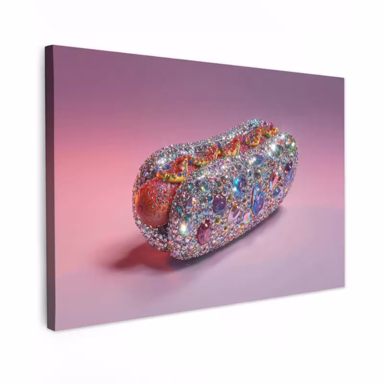 Canvas schilderij - Hotdog - Steentjes - Glitters - Paars — 1