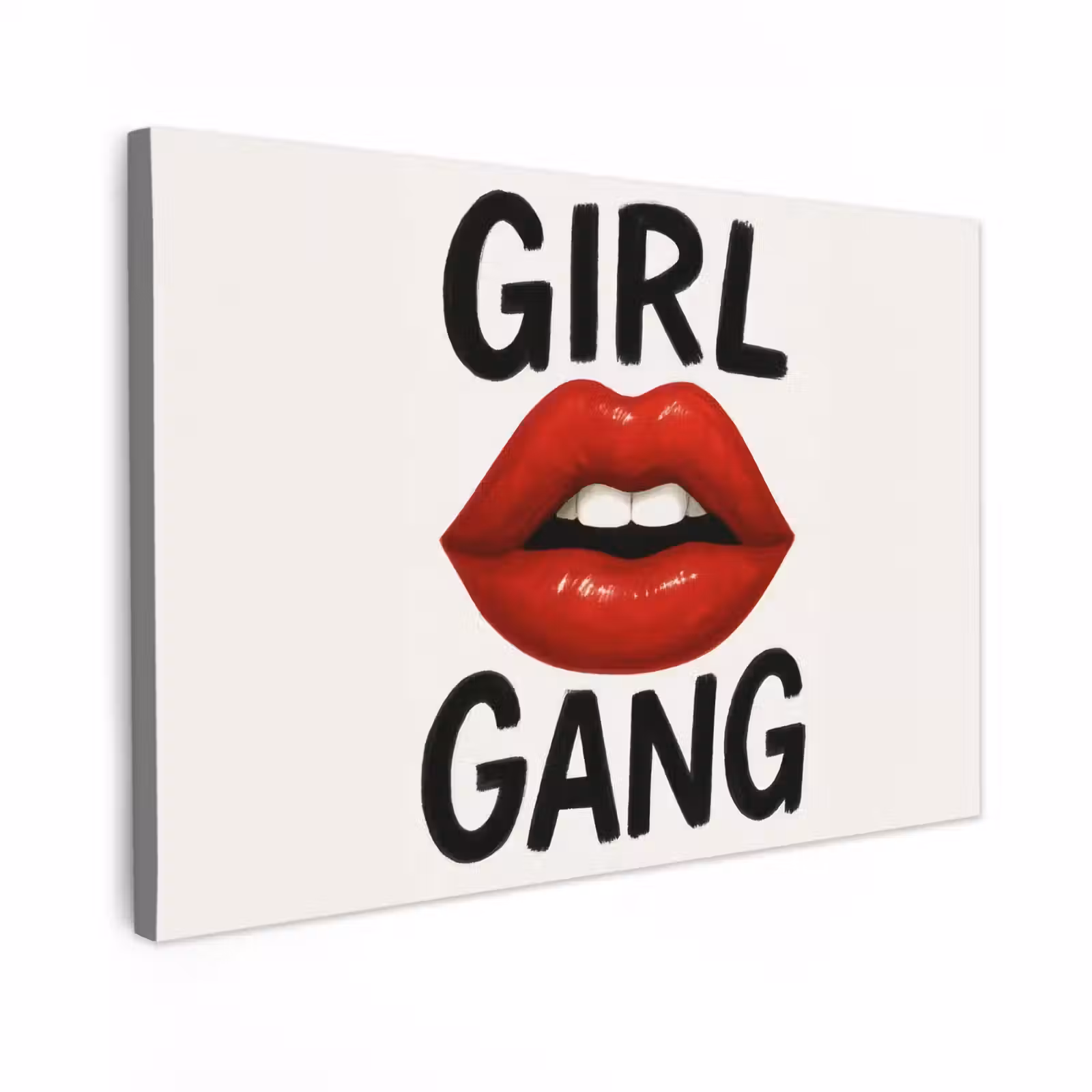 Canvas schilderij - Lip - Girl - Rood - Letters — 1