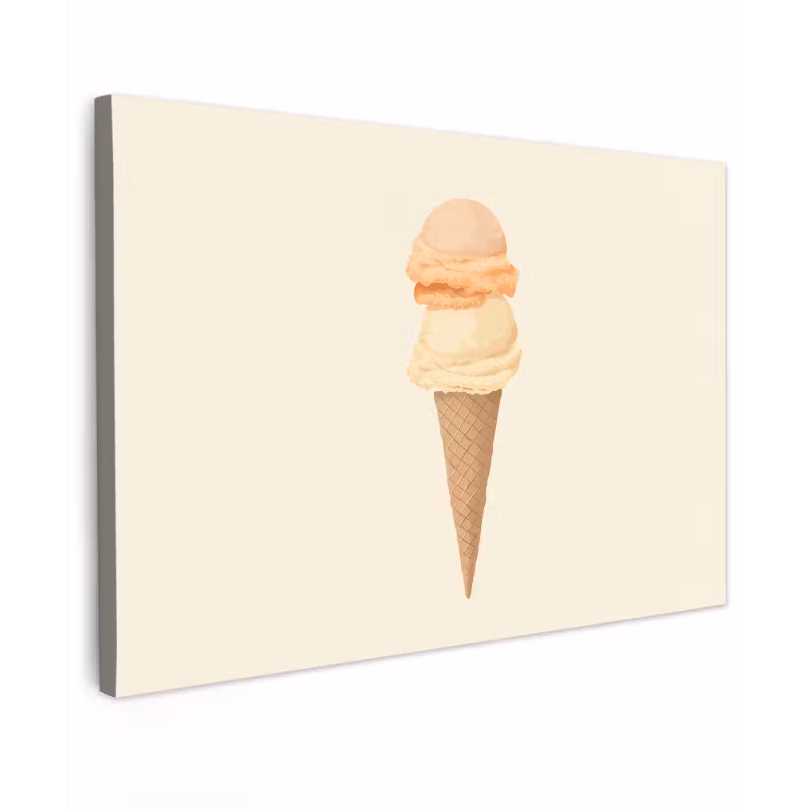 Canvas schilderij - Minimalistisch - Schepijs - Hoorntje - Beige — 1