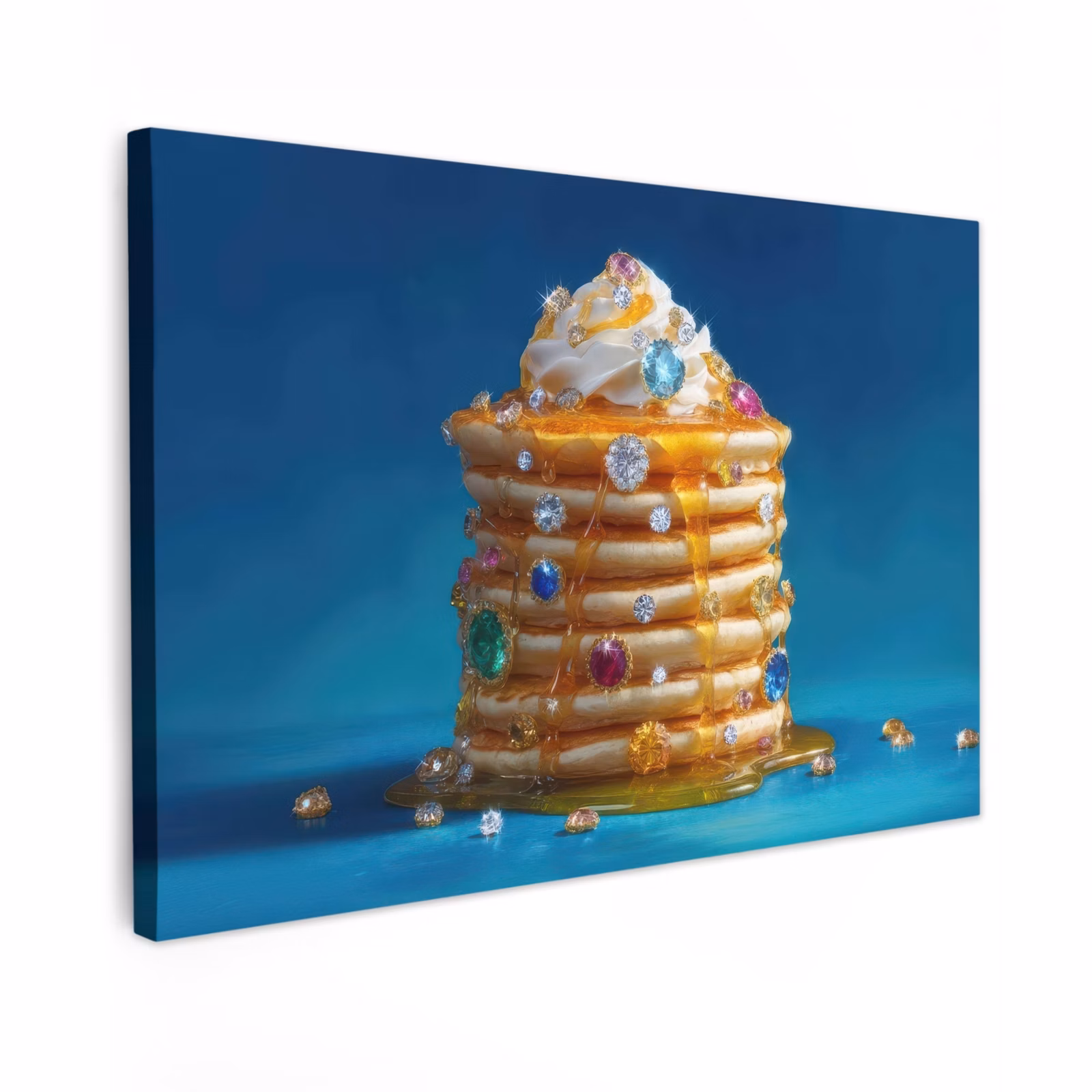 Canvas schilderij - Pannenkoeken - Steentjes - Glitter - Slagroom — 1