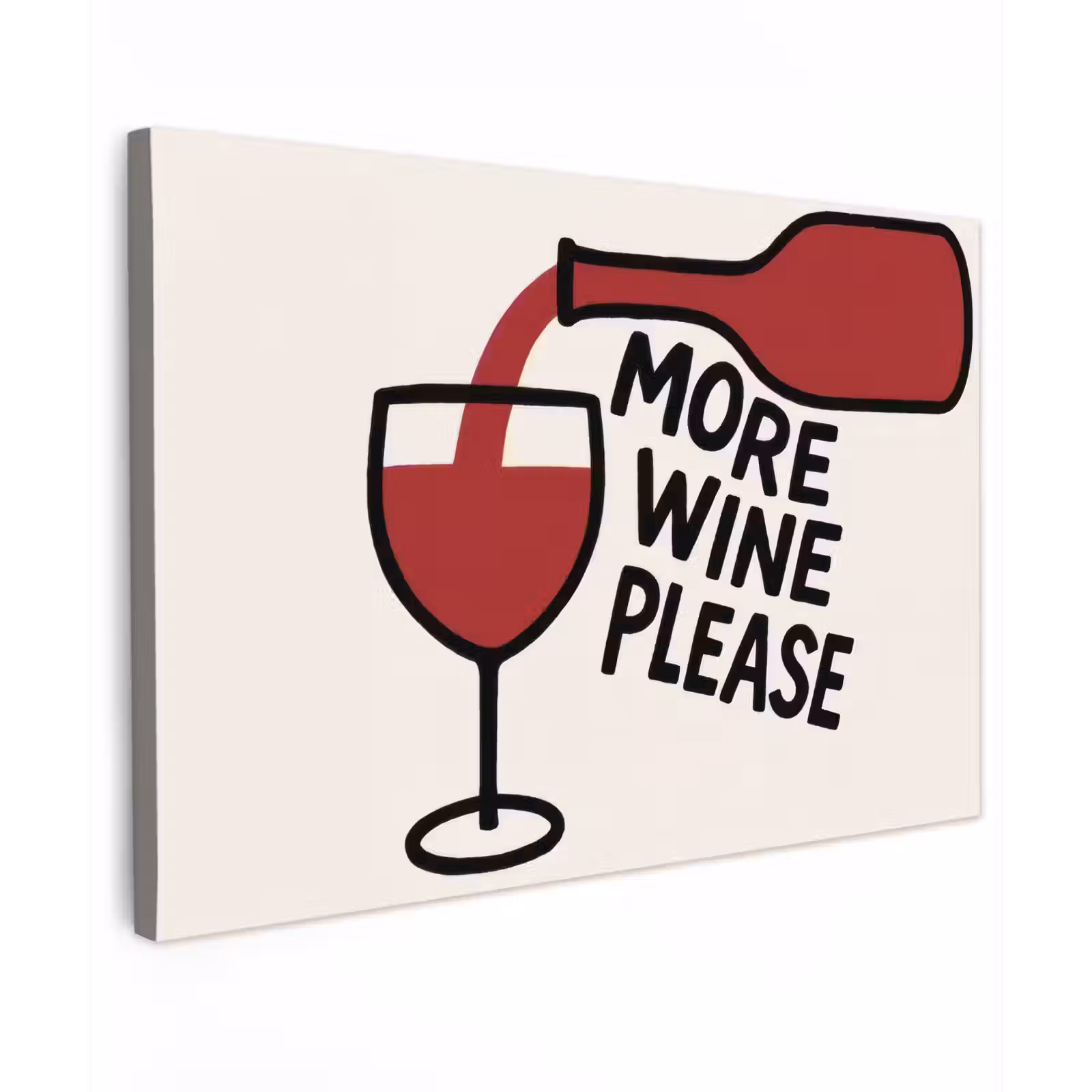 Canvas schilderij - Wijnfles - Quote - Rood - Glas — 1