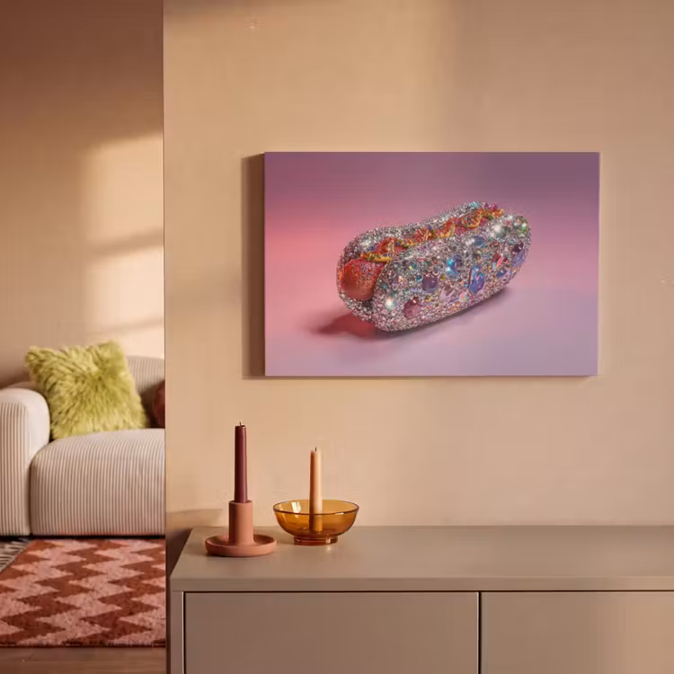 Canvas schilderij - Hotdog - Steentjes - Glitters - Paars — 2