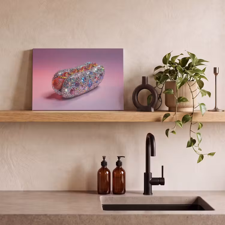 Canvas schilderij - Hotdog - Steentjes - Glitters - Paars — 3