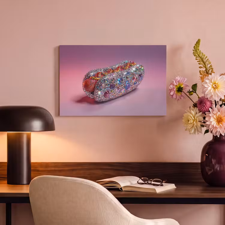 Canvas schilderij - Hotdog - Steentjes - Glitters - Paars — 4