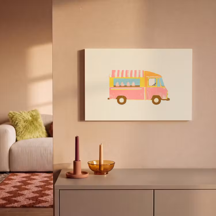 Canvas schilderij - Ijskar - Retro - Softijsjes - Roze — 2