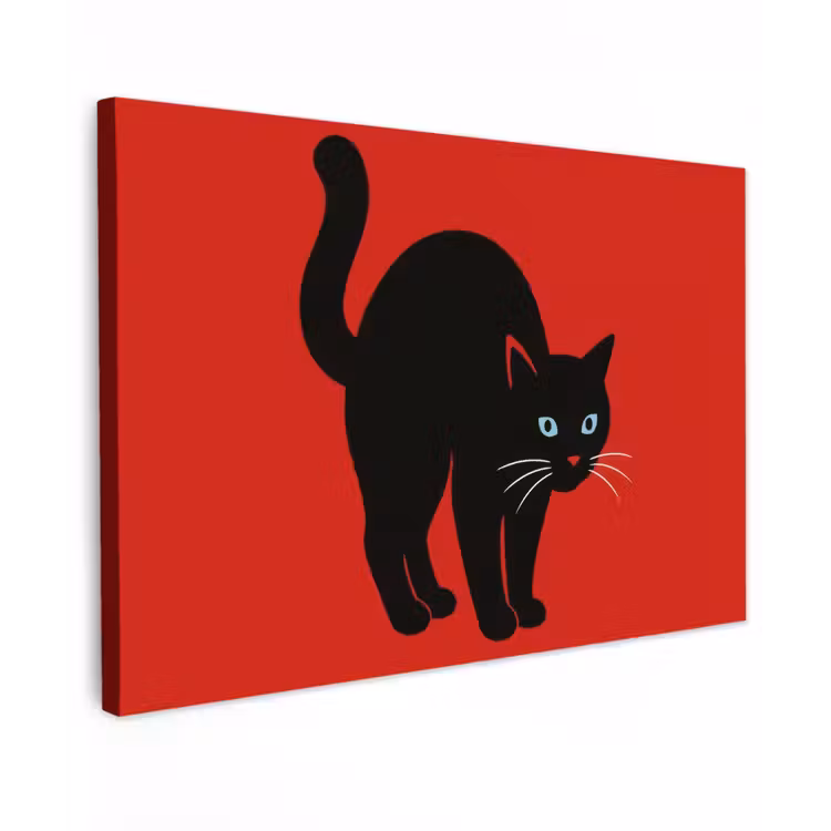 Canvas schilderij - Kat - Zwart - Staart — 1
