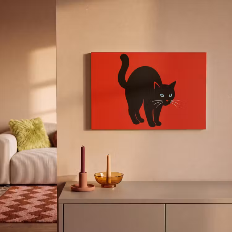 Canvas schilderij - Kat - Zwart - Staart — 2