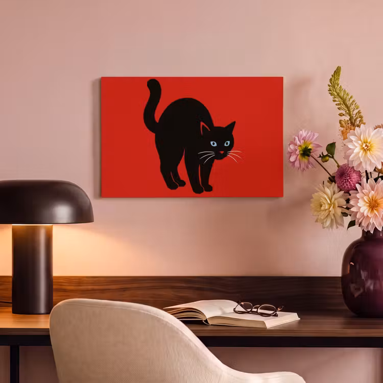 Canvas schilderij - Kat - Zwart - Staart — 4