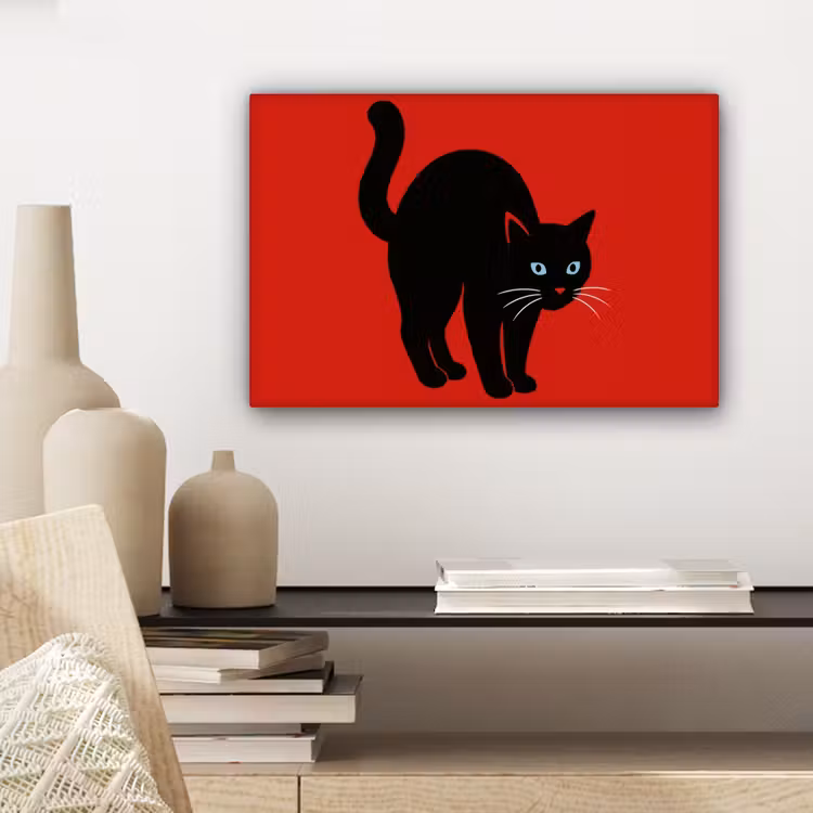 Canvas schilderij - Kat - Zwart - Staart — 5