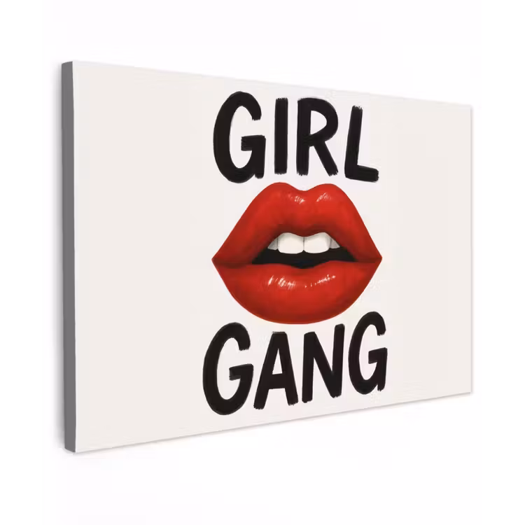 Canvas schilderij - Lip - Girl - Rood - Letters — 1