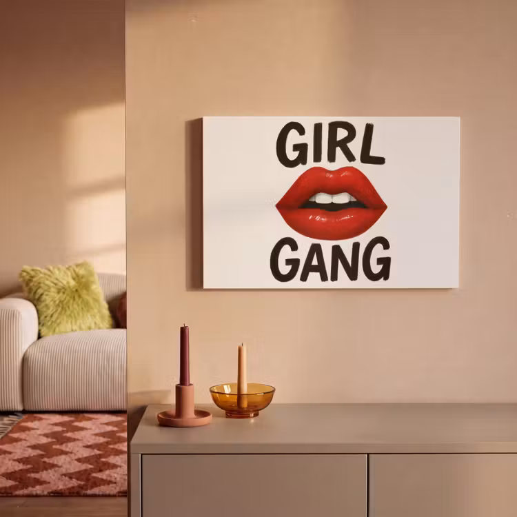 Canvas schilderij - Lip - Girl - Rood - Letters — 2