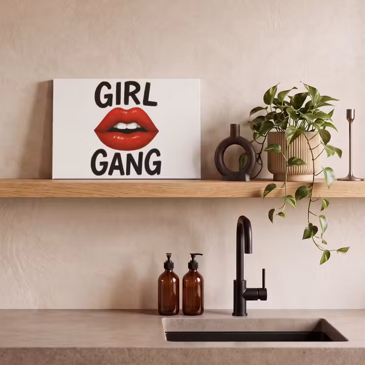 Canvas schilderij - Lip - Girl - Rood - Letters — 3