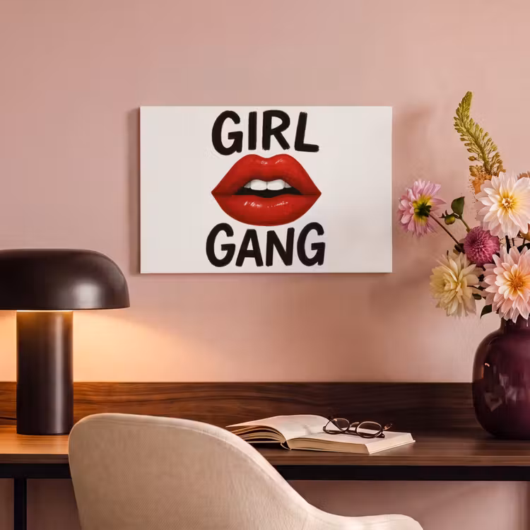 Canvas schilderij - Lip - Girl - Rood - Letters — 4