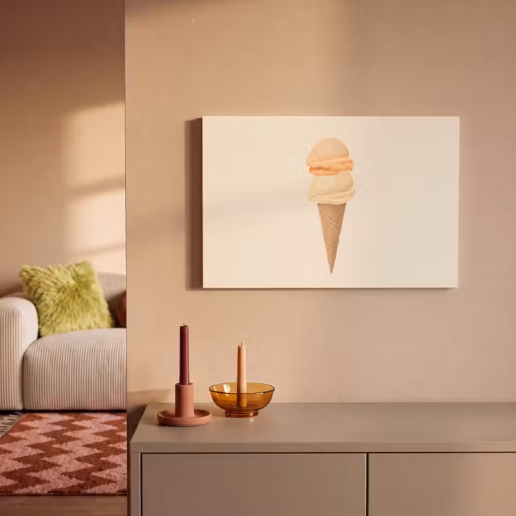 Canvas schilderij - Minimalistisch - Schepijs - Hoorntje - Beige — 2