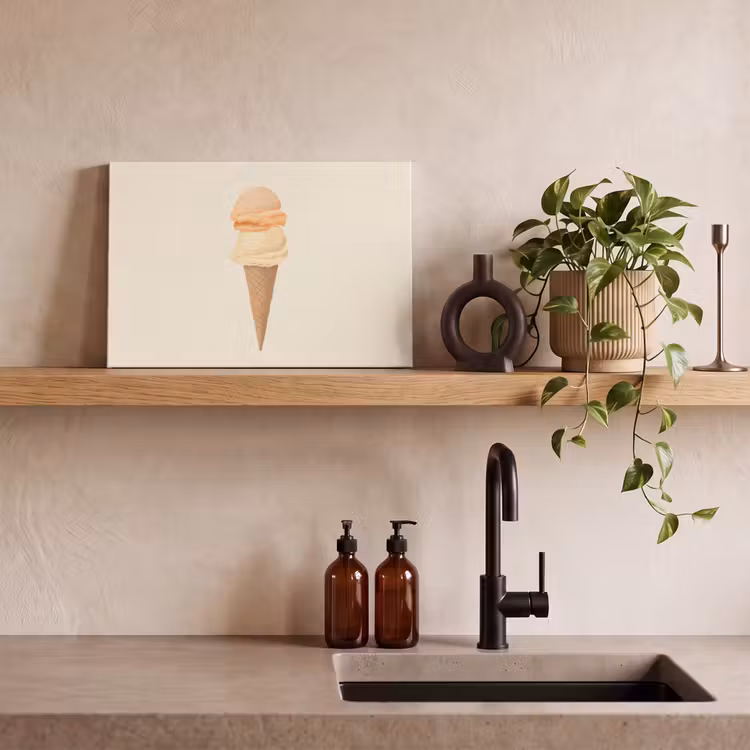Canvas schilderij - Minimalistisch - Schepijs - Hoorntje - Beige — 3