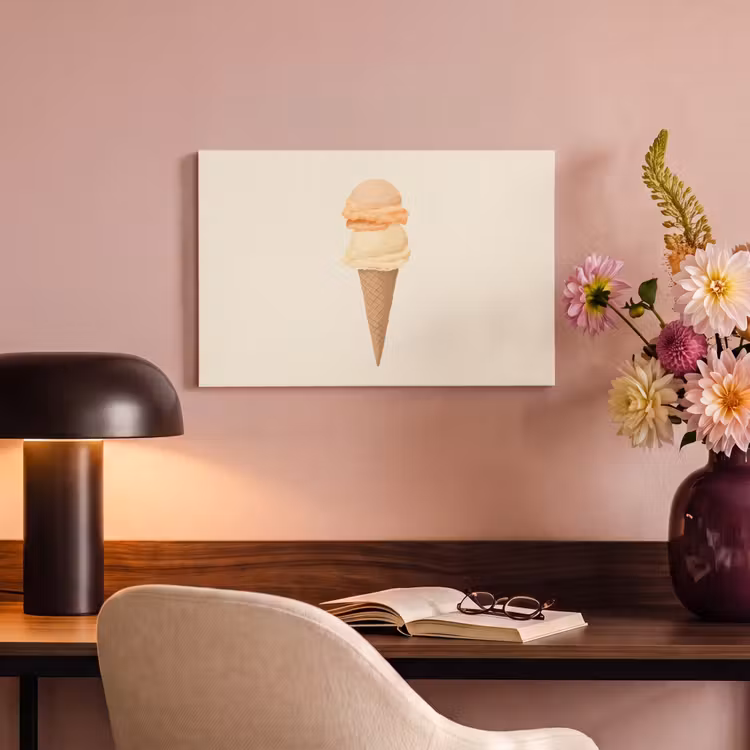 Canvas schilderij - Minimalistisch - Schepijs - Hoorntje - Beige — 4
