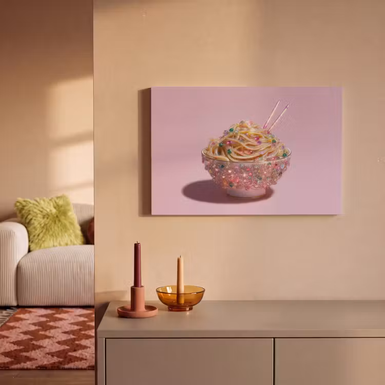 Canvas schilderij - Noodles - Edelstenen - Stokjes - Roze — 2