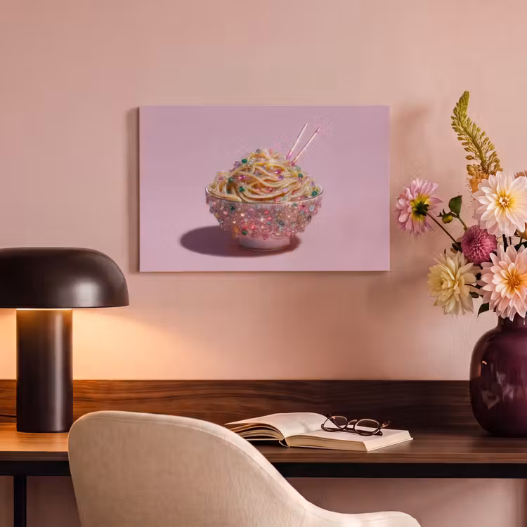 Canvas schilderij - Noodles - Edelstenen - Stokjes - Roze — 4