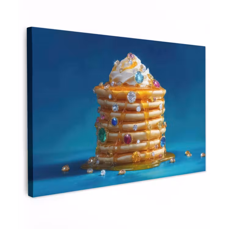 Canvas schilderij - Pannenkoeken - Steentjes - Glitter - Slagroom — 1