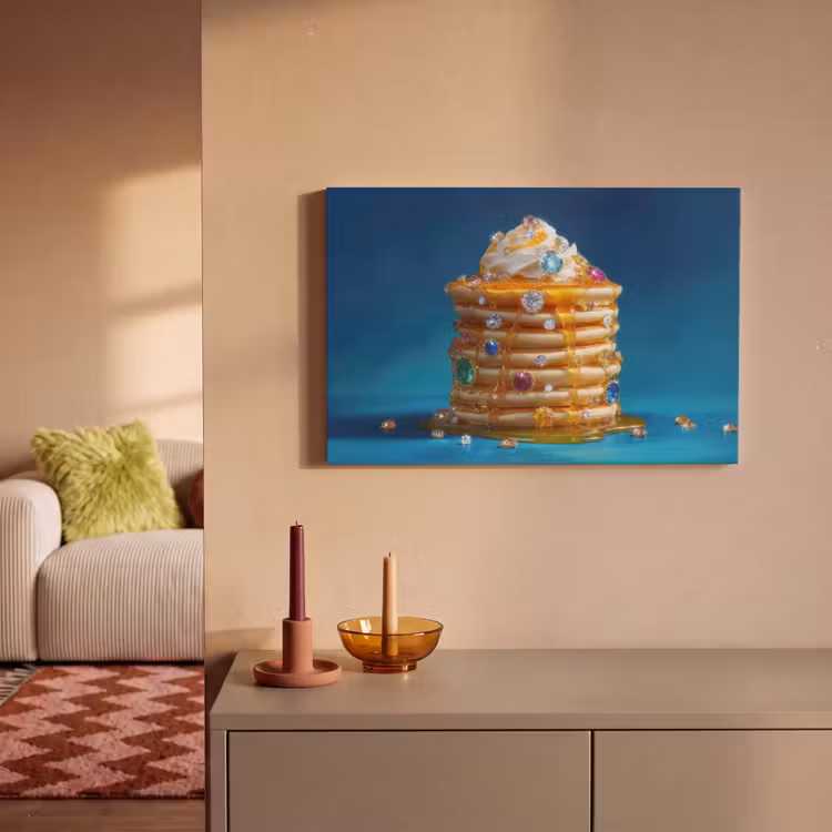 Canvas schilderij - Pannenkoeken - Steentjes - Glitter - Slagroom — 2
