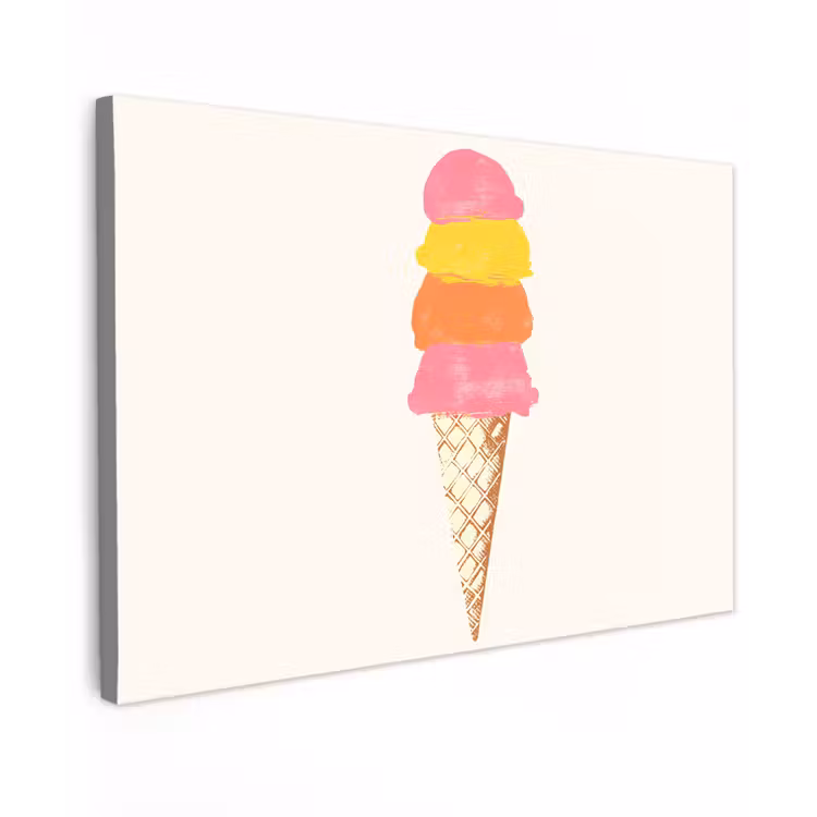 Canvas schilderij - Schepijs - Hoorntje - Illustratie - Minimalistisch — 1
