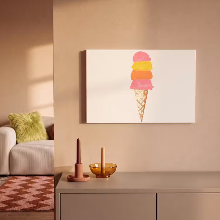 Canvas schilderij - Schepijs - Hoorntje - Illustratie - Minimalistisch — 2