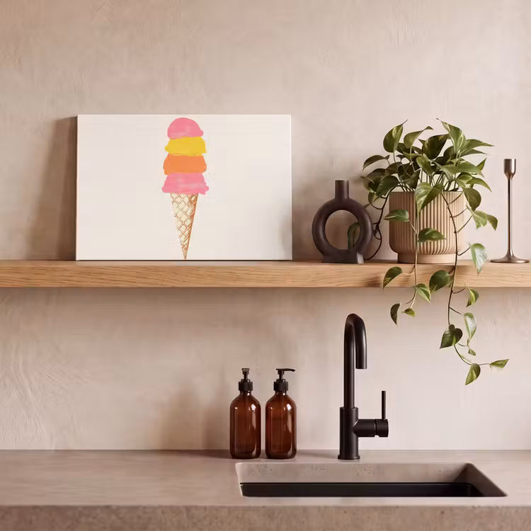 Canvas schilderij - Schepijs - Hoorntje - Illustratie - Minimalistisch — 3