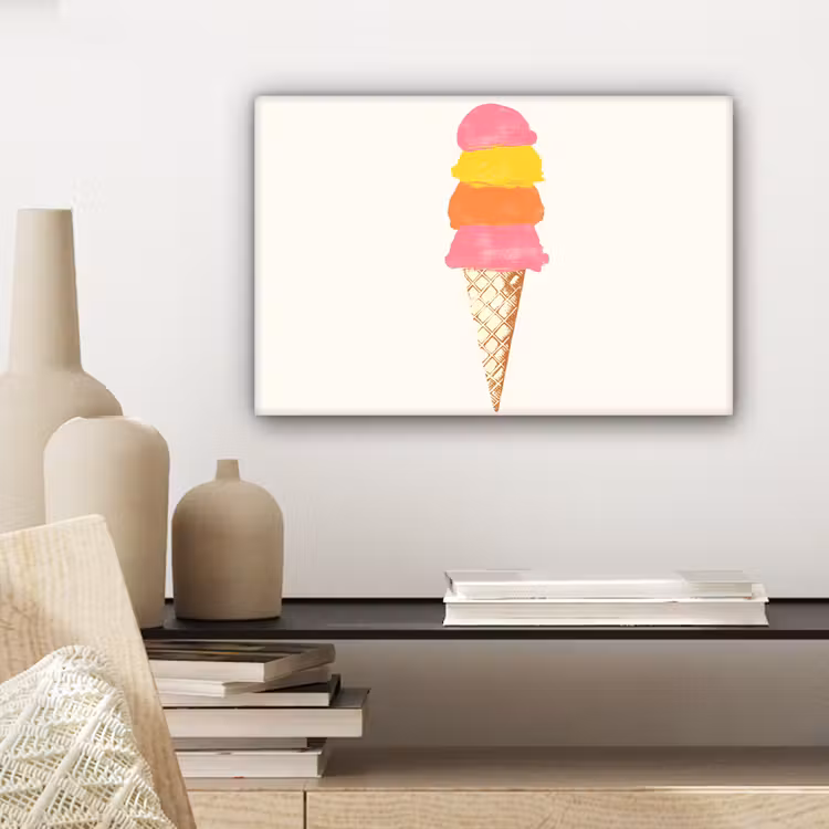 Canvas schilderij - Schepijs - Hoorntje - Illustratie - Minimalistisch — 5