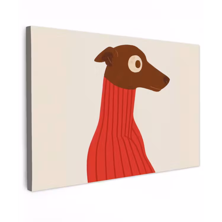 Canvas schilderij - Silhouet - Hond - Trui - Rood — 1