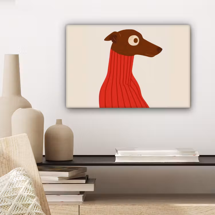 Canvas schilderij - Silhouet - Hond - Trui - Rood — 5