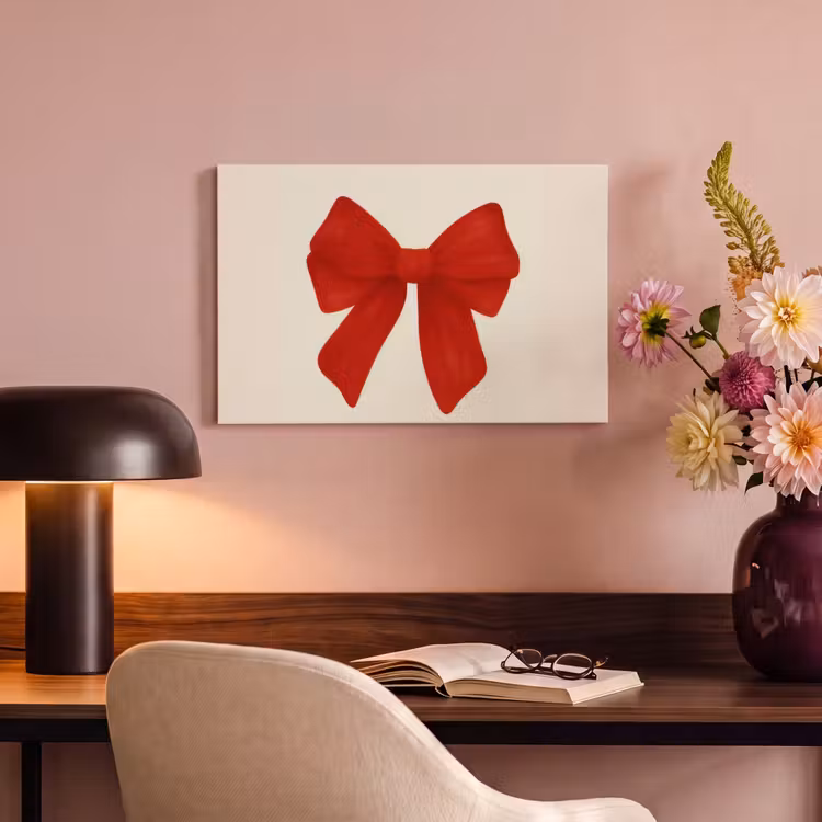 Canvas schilderij - Strik - Symmetrisch - Rood - Lint — 4