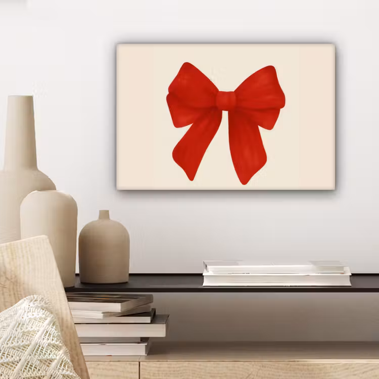 Canvas schilderij - Strik - Symmetrisch - Rood - Lint — 5