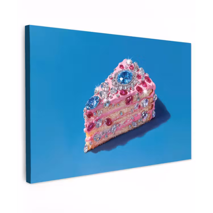 Canvas schilderij - Taart - Edelstenen - Glitters - Roze — 1