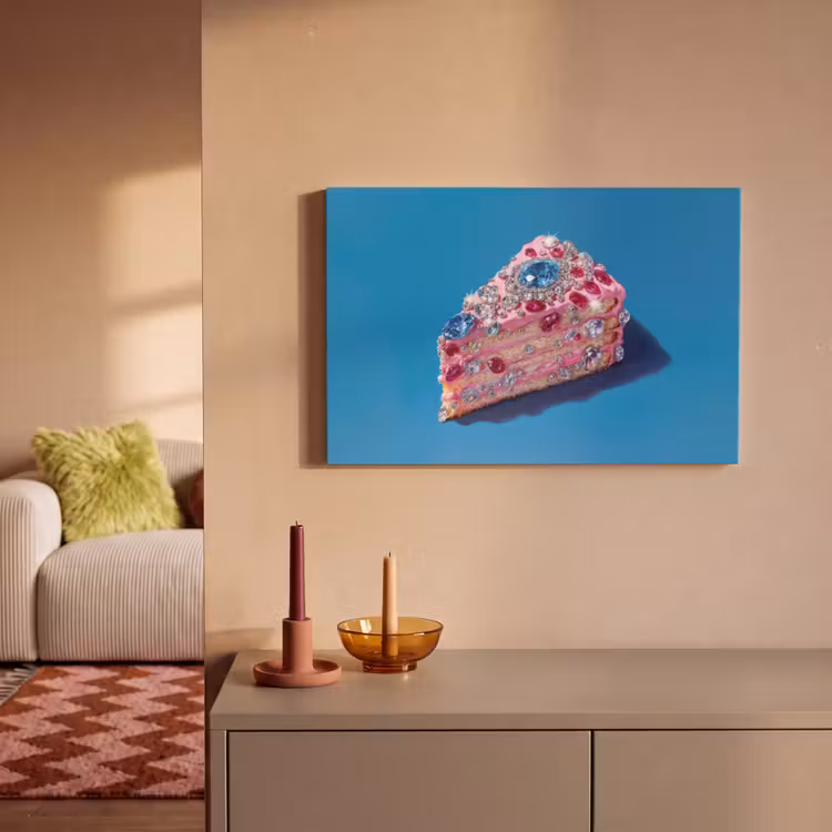 Canvas schilderij - Taart - Edelstenen - Glitters - Roze — 2